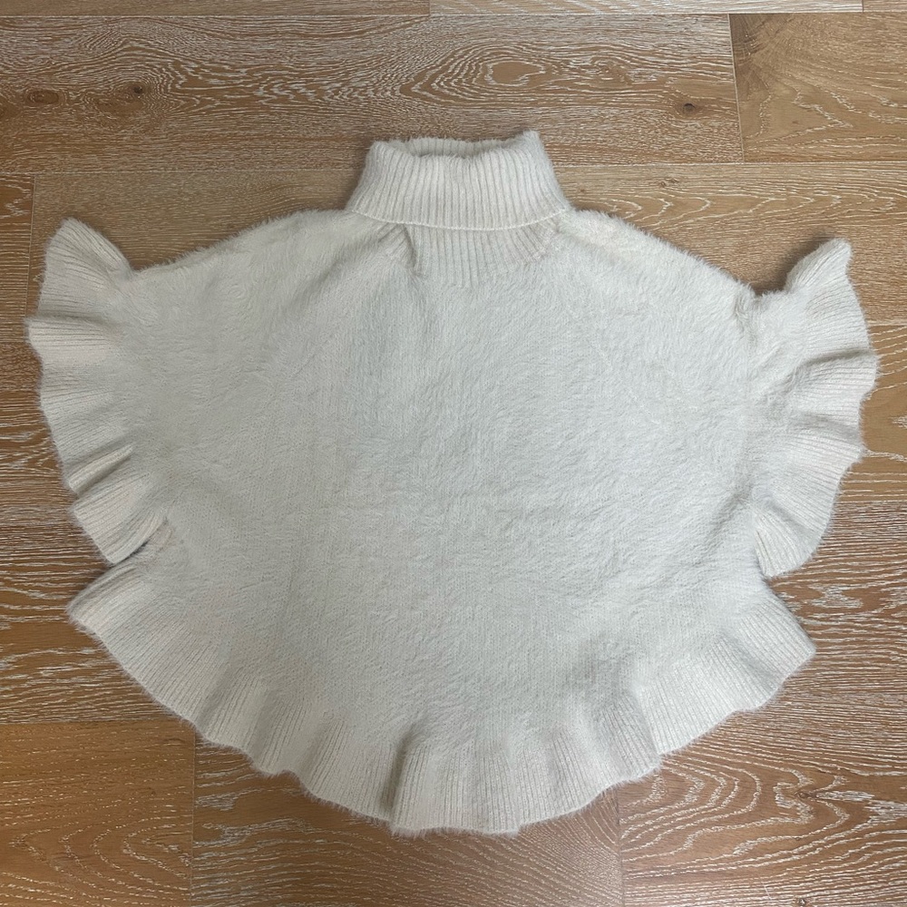 Brand New Anthropologie Cream Cape-Style Sweater with Ruffles